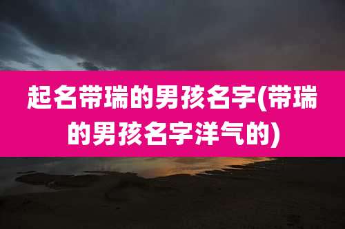 起名带瑞的男孩名字(带瑞的男孩名字洋气的)