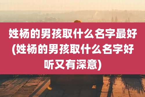 姓杨的男孩取什么名字最好(姓杨的男孩取什么名字好听又有深意)
