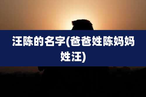汪陈的名字(爸爸姓陈妈妈姓汪)