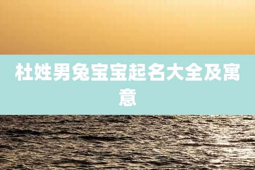 杜姓男兔宝宝起名大全及寓意