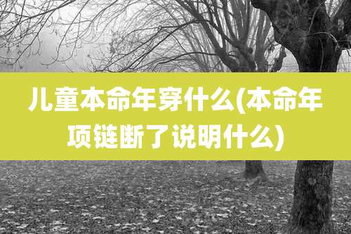 儿童本命年穿什么(本命年项链断了说明什么)