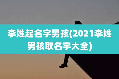 李姓起名字男孩(2021李姓男孩取名字大全)
