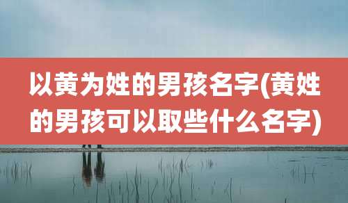 以黄为姓的男孩名字(黄姓的男孩可以取些什么名字)