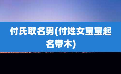 付氏取名男(付姓女宝宝起名带木)