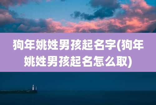 狗年姚姓男孩起名字(狗年姚姓男孩起名怎么取)
