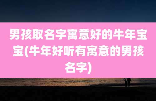 男孩取名字寓意好的牛年宝宝(牛年好听有寓意的男孩名字)