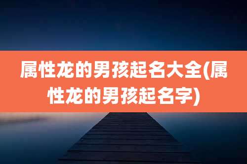 属性龙的男孩起名大全(属性龙的男孩起名字)