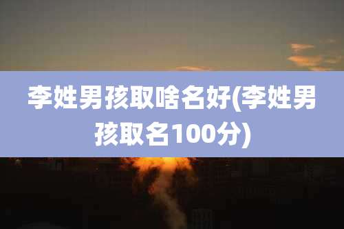 李姓男孩取啥名好(李姓男孩取名100分)