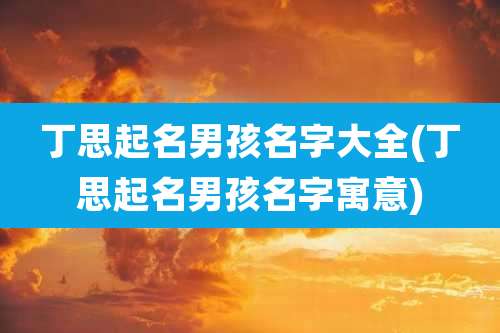 丁思起名男孩名字大全(丁思起名男孩名字寓意)