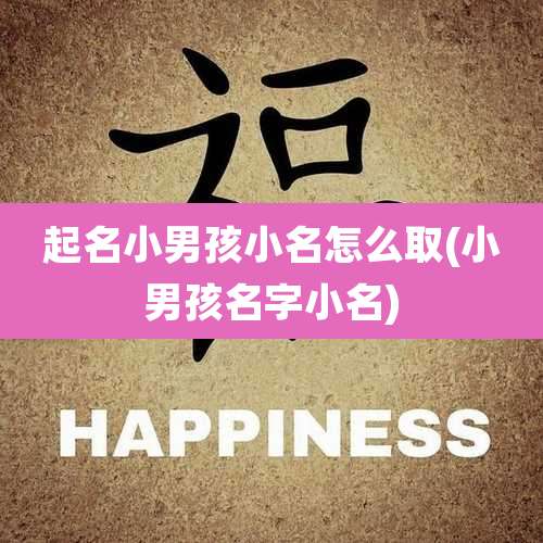 起名小男孩小名怎么取(小男孩名字小名)