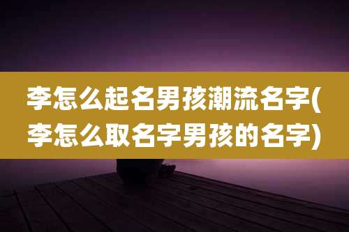 李怎么起名男孩潮流名字(李怎么取名字男孩的名字)
