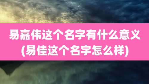 易嘉伟这个名字有什么意义(易佳这个名字怎么样)