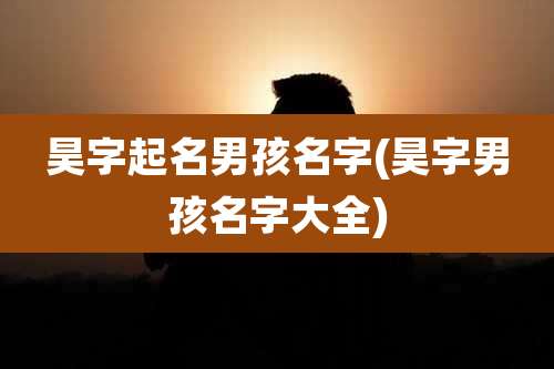昊字起名男孩名字(昊字男孩名字大全)