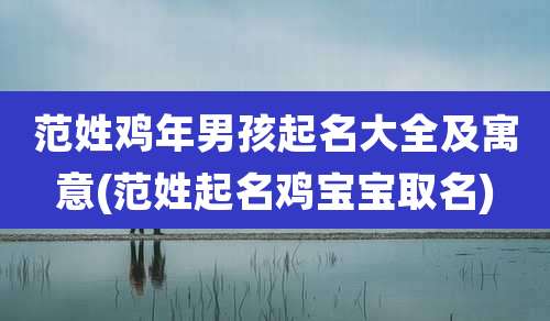 范姓鸡年男孩起名大全及寓意(范姓起名鸡宝宝取名)