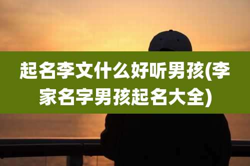 起名李文什么好听男孩(李家名字男孩起名大全)