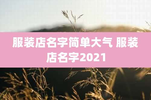 服装店名字简单大气 服装店名字2021