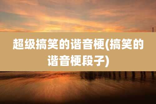 超级搞笑的谐音梗(搞笑的谐音梗段子)