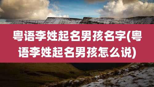 粤语李姓起名男孩名字(粤语李姓起名男孩怎么说)