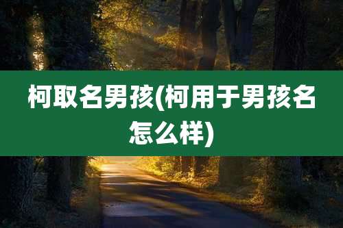 柯取名男孩(柯用于男孩名怎么样)