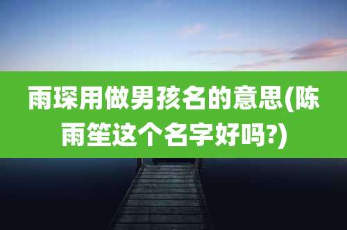 雨琛用做男孩名的意思(陈雨笙这个名字好吗?)