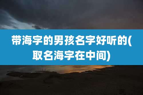 带海字的男孩名字好听的(取名海字在中间)