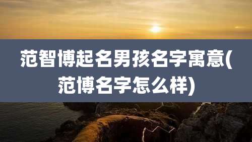 范智博起名男孩名字寓意(范博名字怎么样)