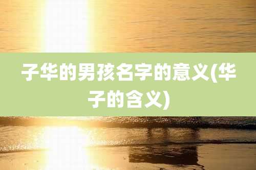 子华的男孩名字的意义(华子的含义)