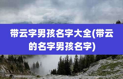 带云字男孩名字大全(带云的名字男孩名字)