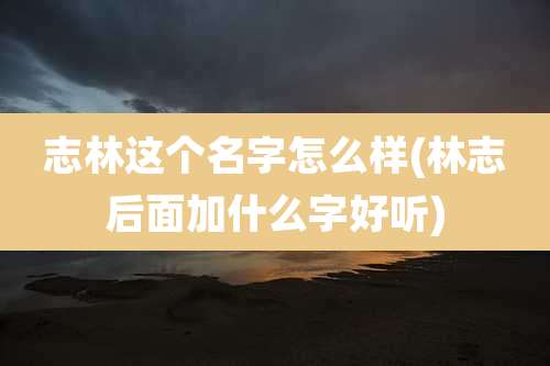 志林这个名字怎么样(林志后面加什么字好听)