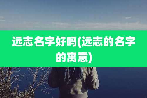远志名字好吗(远志的名字的寓意)
