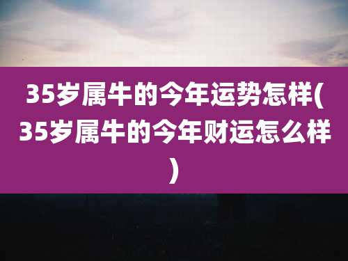 35岁属牛的今年运势怎样(35岁属牛的今年财运怎么样)