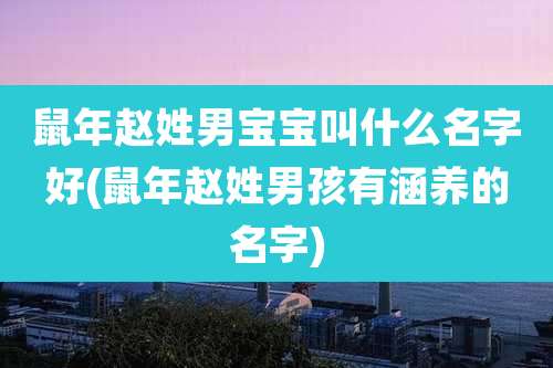 鼠年赵姓男宝宝叫什么名字好(鼠年赵姓男孩有涵养的名字)