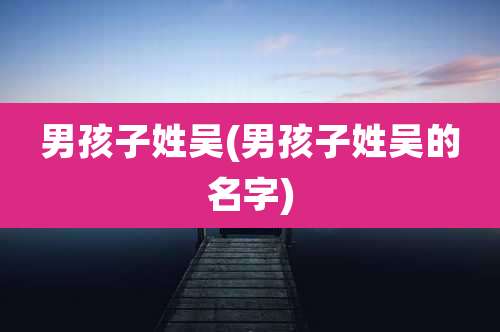 男孩子姓吴(男孩子姓吴的名字)