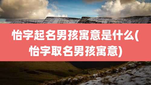 怡字起名男孩寓意是什么(怡字取名男孩寓意)