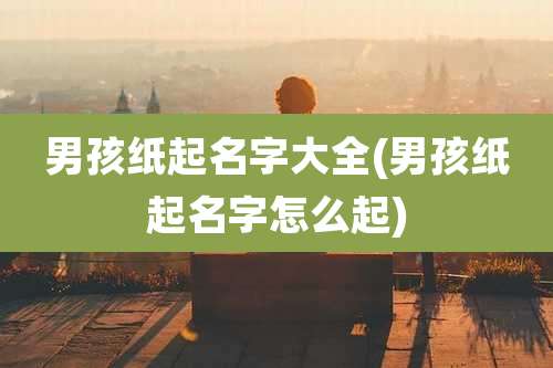 男孩纸起名字大全(男孩纸起名字怎么起)