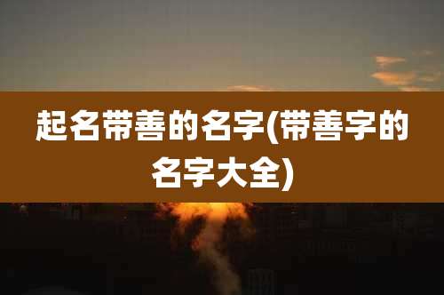 起名带善的名字(带善字的名字大全)