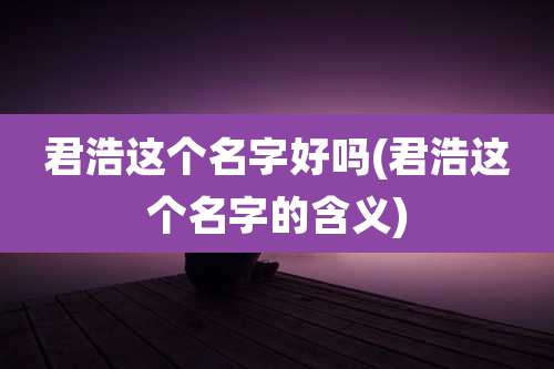 君浩这个名字好吗(君浩这个名字的含义)