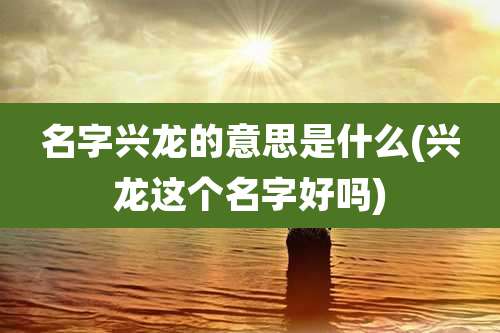 名字兴龙的意思是什么(兴龙这个名字好吗)