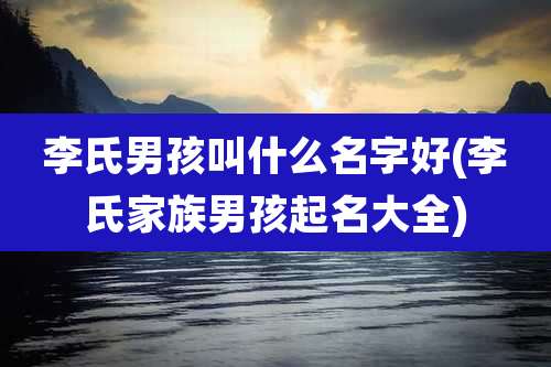 李氏男孩叫什么名字好(李氏家族男孩起名大全)