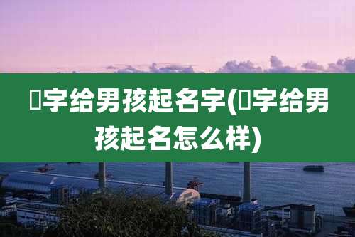 莀字给男孩起名字(莀字给男孩起名怎么样)