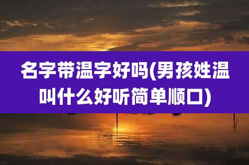 名字带温字好吗(男孩姓温叫什么好听简单顺口)