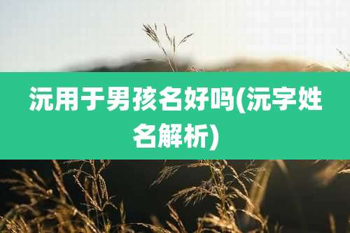 沅用于男孩名好吗(沅字姓名解析)