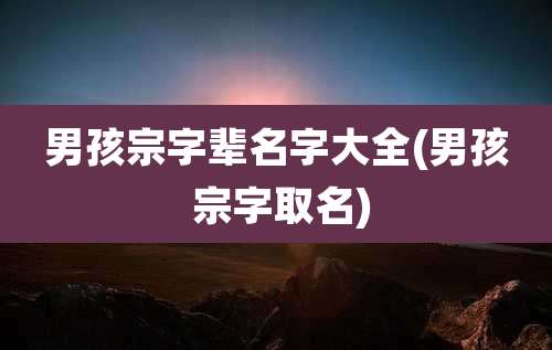 男孩宗字辈名字大全(男孩 宗字取名)
