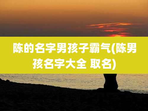 陈的名字男孩子霸气(陈男孩名字大全 取名)