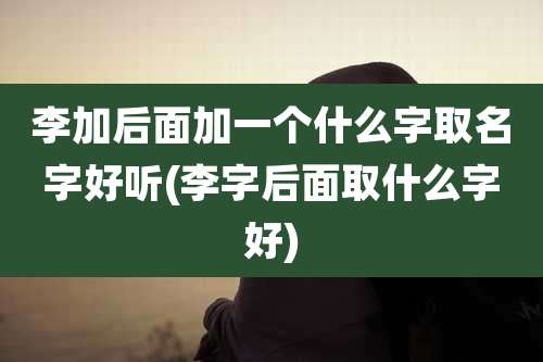 李加后面加一个什么字取名字好听(李字后面取什么字好)