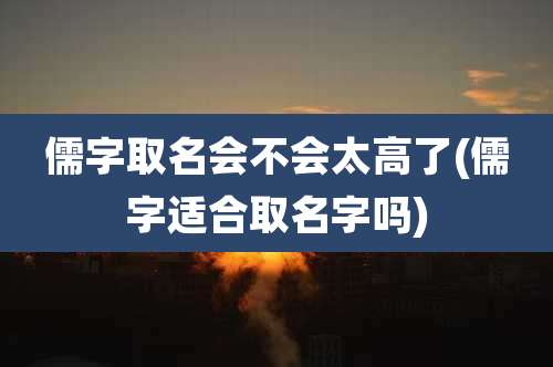 儒字取名会不会太高了(儒字适合取名字吗)