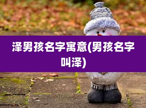 泽男孩名字寓意(男孩名字叫泽)