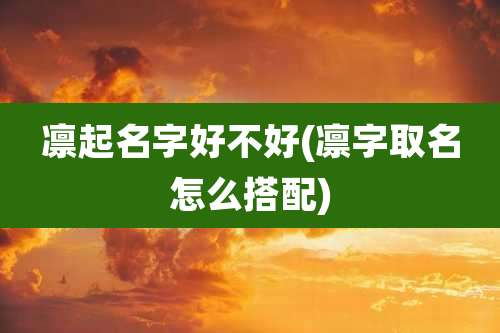 凛起名字好不好(凛字取名怎么搭配)