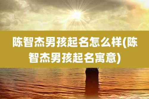 陈智杰男孩起名怎么样(陈智杰男孩起名寓意)