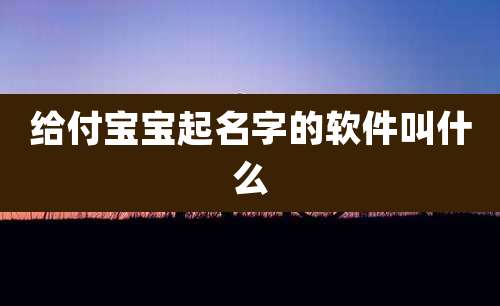 给付宝宝起名字的软件叫什么